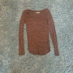 Heathered gray long sleeve, thinner. Perfect for under vest